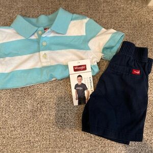Wrangler Blue and White Striped Polo Shirt
